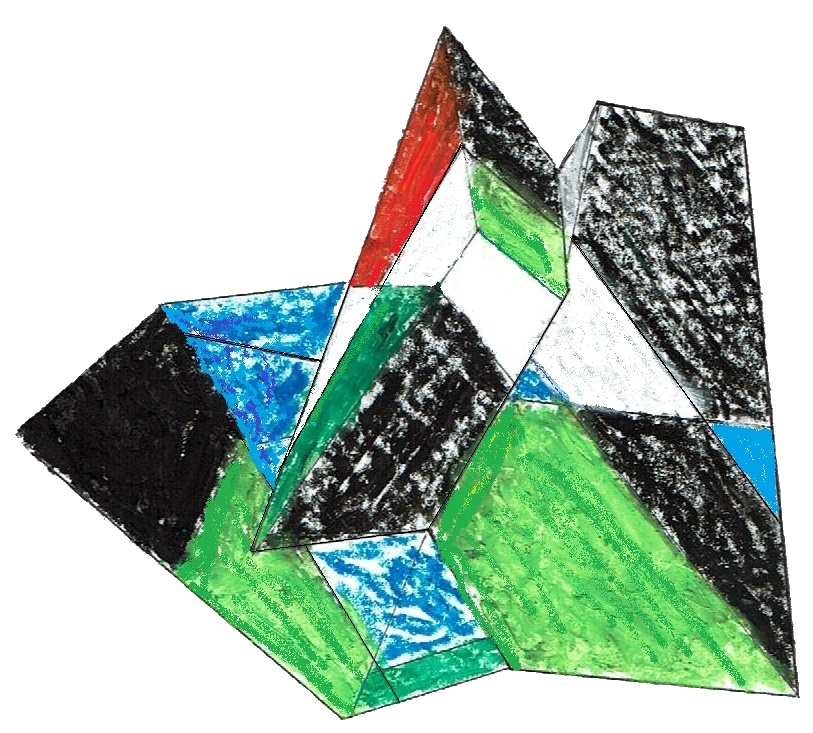 An oil-pastel-colored rendition of the Ghost Pyramid.